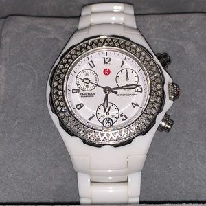Michele Tahitian Ceramic White Diamond Watch